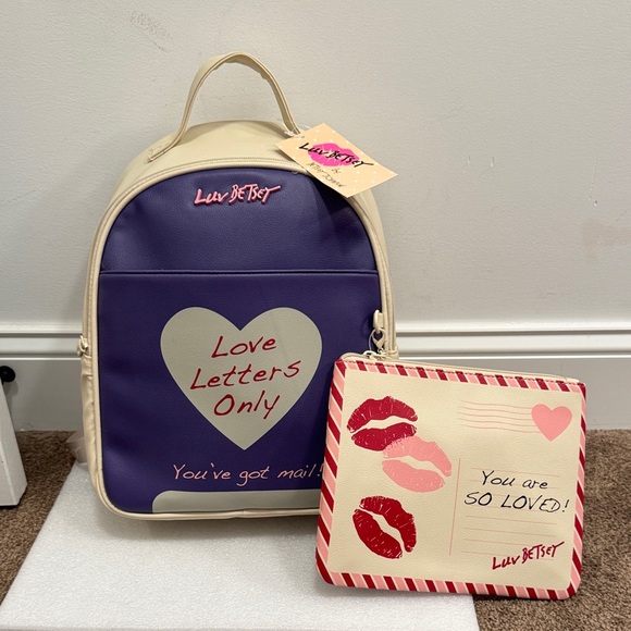 Betsey Johnson love letters backpack & zipper pouch NWT main image 4